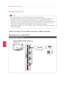 Page 26RGB OUT (PC)AUDIO OUT
(PC)RGB(RGB/HDMI-PC)AUDIO(PC)RGB(RGB/HDMI-PC)AUDIO
HDMI
AUDIO OUT
DVI OUT
 2  3
 1 
 (ARC) 
4 (PC) 
IN
4 (PC) 
IN
(RGB/HDMI-PC)AUDIO(RGB/HDMI\fPC )AUDIO
Connecting to a PC
 NOTE
y
y It is recommended to use the HDMI connection for the best image quality.
y
y Depending on the graphics card, DOS mode video may not work if a HDMI to DVI Cable is in use.
y
y In PC mode, there may be noise associated with the resolution, vertical pattern, contrast or 
brightness. If noise is present,...