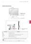 Page 21\f1
ENGENGLISH
ASSEMBLING AND PREPARING
3\fLV\f55C, LV355B, LV355C series 
 NOTE
yyYou can set the power indicator light to on or off by selecting OPTION in the main menus.
Touch button2Description
 / ITurns the power on or off.
INPUTChanges the input source.
HOMEAccesses the main menus, or saves your input and exits the menus.
ENTER ⊙Selects the highlighted menu option or confirms an input.
- VOL +Adjusts the volume level.
v CH ^Scrolls through the saved channels.
1  Intelligent sensor - Adjusts the...