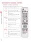 Page 52WATCHING TV / CHANNEL CONTROL
WATCHING T V  /  CHANNEL  CONTROL
52
ENERGY
CH
VOL
1 2 3
4 5 6
7 8
0\f
P
A
G
E
SAVING
TV
AV MODEINPUT
FAV
RATIO
MUTE
ENTER
MARKLIST
FLASH\fK
MENU INFOQ.MENU
\fACK
E\bIT
REMOTE CONTROL FUNCTIONS
Whe\b usi\bg the remote co\btrol, aim it at the remote co\btrol se\bsor o\b the TV.
The remote co\btrol may differ from the images below.
WATCHING TV / CHANNEL CONTROL
POWERTurns the TV on from standby or off to standby.
ENERGY SAVINGAdjusts the Energy Saving setting. ►p.104
AV MODE...