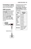 Page 123123CONNECTING	DEVICES
Connecting	a	Laptop
You can connect the projector to a laptop to use various functions.
HDMI	Connection
Using an HDMI cable, connect the  port of the projector to the HDMI output port of your laptop. Both video and audio are output at the same time. You can also use the .
Press the INPUT button on the remote control to select HDMI. You can connect with any HDMI input port.
Optional Extras
The table below shows examples of switching the output. For more information, refer to the...