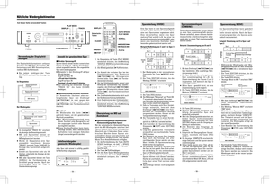 Page 54– 54 –
Nützliche Wiedergabehinweise
1. Im Stoppstatus die Taste [PLAY MODE]
wiederholt drücken, bis die Meldung
SHUFFLE MODE erscheint (Anzeige
  leuchtet). 
2. Die Wiedergabetaste [
¥PLAY] drücken.
…Zur Anwahl der nächsten Spur bei der
Zufallswiedergabe den Drehknopf
[
µTRACK≤] im Uhrzeigersinn
drehen (oder Taste [≤] der Fernbe-
dieneinheit drücken). 
…Um bei Zufallswiedergabe erneut vom
Anfang der vorliegenden Spur wieder-
zugeben, den Drehknopf [
µTRACK≤]
gegen den Uhrzeigersinn drehen (oder
Taste [...