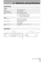 Page 23
TASCAM  CD-160MKll 

4 − Reference and specifications

CD Player
Pickup	3-beam,	semiconductor	laser
Digital	filter	 8-times	oversampling	
Frequency	Response	 20	Hz	-	20	kHz	±2dB
Total	Harmonic	Distortion	 Less	than	0.03	%	(1	kHz,	ESP	off)
Signal-to-Noise	Ratio	(S/N)	 More	than	83	dB	(IHF-A,	ESP	off)
Output	 Analog:	 Nominal	output	level	-10	dBV
	
	 	 Maximum	output	level	+6	dBV	±2dB
	Digital:	 Coaxial	/	IEC-60958-3	(S/PDIF)	
	 	 Optical	/	IEC-60958-3	(S/PDIF)
General
Power	Requirement	 AC	120...