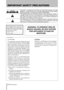 Page 2
IMPORTANT SAFETY PRECAUTIONS
 TASCAM 202MKIV

The  exclamation  point  within  an  equilateral  triangle  is  intended  to  alert  the user  to  the  presence  of  important  operating  and  maintenance  (servicing) instructions in the literature accompanying the appliance.
The  lightning  flash  with  arrowhead  symbol,  within  equilateral  triangle,  is intended  to  alert  the  user  to  the  presence  of  uninsulated  “dangerous  volt-age”  within  the  product’s  enclosure  that  may  be  of...