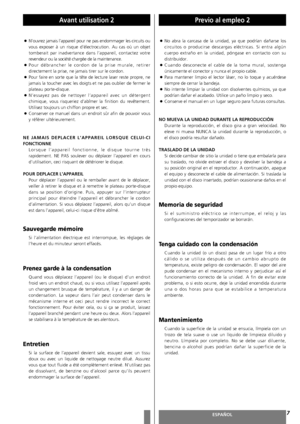 Page 7FRANÇAISESPAÑOL
Avant utilisation 2Previo al empleo 2
7
