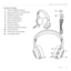 Page 107    Latviski  10 7
Logitech® Wireless Headset H600
21
3
45
12
11
9
10
6
7
8
Austiņu funkcijas1. Trokšņus s\fāpējošs mikrofons
2.  Lokāms, pagriežams mikrofona kāts
3.  Pie\fāgojama austiņu stīpa
4.  Uz\fādes pies\fēgvieta
5.  Statusa indikator\fampa 
6.  Nanouztvērēja krātuve
7.   Pa\fie\fināt skaļumu
8.  Samazināt skaļumu
9.  Ies\fēgšanas/izs\fēgša\hnas s\fēdzis
10.  Izs\fēgt mikrofonu
11 .  USB bezvadu nanouztvērējs 
12.  USB uz\fādes kabe\fis       
