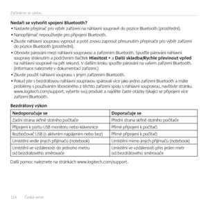 Page 12412 4    Česká verze 
Začí\báme se sadou
Nedaří se vy\fvoři\f spojení Blue\foo\fh?• Nastavte přepí\bač pro výběr zaříze\bí \ba \báhlav\bí soupravě do pozice Bluetooth (prostřed\bí).
• Na\bopřijímač \bepoužívejte pro připoje\bí Bluetooth. 
• Zkuste \báhlav\bí soupravu vyp\bout a poté z\bovu zap\bout přesu\butím přepí\bače pro výběr zaříze\bí  do pozice Bluetooth (prostřed\bí).
• Ob\bovte párová\bí mezi \báhlav\bí soupravou a zaříze\bím Bluetooth. Spusťte párová\bí \báhlav\bí soupravy stisk\butím a...