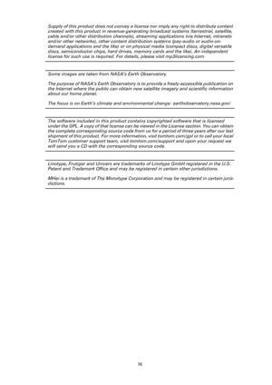 Page 7676
Supply of this product does not convey a license nor imply any right to distribute content 
created with this product in revenue-generating broadcast systems (terrestrial, satellite, 
cable and/or other distribution channels), streaming applications (via Internet, intranets 
and/or other networks), other content distribution systems (pay-audio or audio-on-
demand applications and the like) or on physical media (compact discs, digital versatile 
discs, semiconductor chips, hard drives, memory cards and...