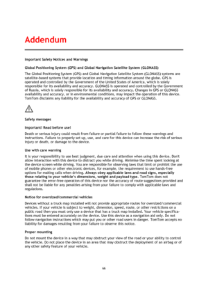 Page 6666 
 
 
 
Important Safety Notices and Warnings 
Global Positioning System (GPS) and Global Navigation Satellite System (GLONASS) 
The Global Positioning System (GPS) and Global Navigation Satellite System (GLONASS) systems are 
satellite-based systems that provide location and timing information around the globe. GPS is 
operated and controlled by the Government of the United States of America, which is solely 
responsible for its availability and accuracy. GLONASS is operated and controlled by the...