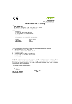 Page 49                                                                                                                                         Acer Incorporated                                   
                                                                                                                                                      8F, 88, Sec. 1, Xintai 5th Rd., Xizhi...