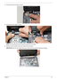 Page 77Chapter 367
7.Disconnect the Ground cable as shown.
8.Disconnect the two cables as shown.
NOTE: The Power Board must be removed to expose the LCD cables.
9.Grip the LCD and carefully remove the module from the chassis. 
IMPORTANT:Place the LCD module face up on a clean surface to prevent scratching or damage. 