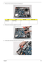 Page 103Chapter 393
7.Remove the two securing screws from the Mainboard.
 
8.Remove the main board, rightside first, as shown. 
9.Lift the power jack clear of power port on the Lower Cover. 
StepSizeQuantityScrew Type
Mainboard M2.5*5 (NL) 2 