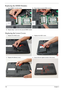 Page 134124Chapter 3
Replacing the DIMM Modules
Replacing the Lower Covers
1. Insert DIMM1 in to the socket.2.Press down to locate DIMM correctly.
3.Repeat steps 1 and 2 for the second DIMM module.
1. Replace the HDD2 cover. 2. Replace the HDD1 cover.
3. Replace the Memory cover. 4. Secure the ten captive screws in the covers.
Requires new image 