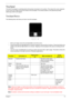 Page 13Chapter 113
Touchpad
The built-in touchpad is a pointing device that senses movement on its surface. This means the cursor responds 
as you move your finger across the surface of the touchpad. The central location on the palmrest provides 
optimumg comfort and support.
Touchpad Basics
The following items will show you how to use the touchpad.
•Move your finger across the touchpad (2) to move the cursor.
•Press the left (1) and right (4) buttons to perform selection and execution functions. These two...