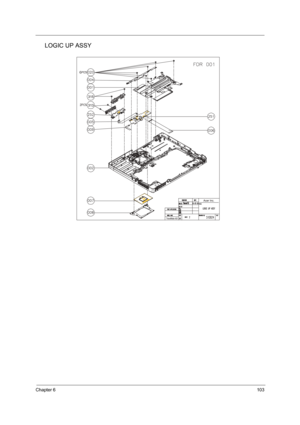 Page 111Chapter 6103
LOGIC UP ASSY
TM420.book  Page 103  Monday, September 23, 2002  10:27 AM 