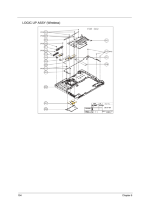 Page 112104Chapter 6
LOGIC UP ASSY (Wireless)
TM420.book  Page 104  Monday, September 23, 2002  10:27 AM 