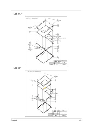 Page 113Chapter 6105
LCD 14.1”
LCD 15”
TM420.book  Page 105  Monday, September 23, 2002  10:27 AM 