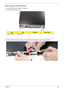 Page 99Chapter 389
Removing the Inverter Board
1.See “Removing the LCD Bezel” on page 88.
2.Remove the securing screw.
3.Remove the inverter board and disconnect the left and right Inverter board cables as shown..
StepSizeQuantityScrew Type
Inverter Board M2.5*3 (NL) 1 