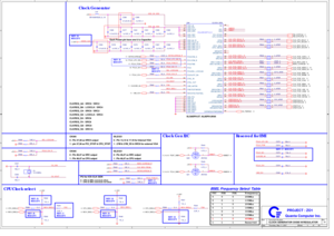 Page 355
44
33
22
11
D
D
C
C
B
B
A
A
Clock Gen I2C Clock Generator
SLG8SP512T: AL8SP512K05
CPU Clock select
0
0
00
0
0 00
0 0
0BSEL Frequency Select Table1
1 1 11
1
1
11
1
1 1133Mhz
166Mhz 200Mhz
400Mhz
Reserved 100Mhz 333Mhz FSC FSB FSA Frequency
266Mhz 0
Each Power pin have one 0.1u Capacitor
1 : Pin 46,47 as CPU output SILEGO
0 : Pin 46,47 as SRC output CK505 0 : Pin 37,38 as SRC5 output
0 : Pin 46,47 as SRC output 1 : pin 37,38 as PCI_STOP & CPU_STOP0 : Pin 13,14 & 17,18 for Internal VGA CK505
1 : 27M &...