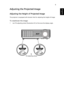 Page 219
EnglishAdjusting the Projected Image
Adjusting the Height of Projected Image
The projector is equipped with elevator feet for adjusting the height of image.
To raise/lower the image:
1 Use Tilt adjusting wheel (Illustration #1) to fine-tune the display angle.
1Tilt adjusting wheel
Downloaded From projector-manual.com Acer Manuals 