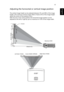 Page 2717
EnglishAdjusting the horizontal or vertical image position
The vertical image height can be adjusted between 5% and 30% of the image 
height. (The minimum vertical image offset is fixed at 5% of the image height 
above the centre of the projector lens.)
With the lens in the centre position the horizontal image position can be 
adjusted to the left or right by up to a maximum of 15% of the image width. 
100% (H)
5%
25%
100% (H)
25%
Screen
Maximum Shift
Distance (L)
Screen Height
LAMP...