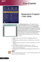 Page 2626English ...
User Controls
Management (Computer
/ Video Mode)
Acer My Start-up Screen is a PC utility for user to
change the default start-up screen of Acer projector
to their desired image. You can install My Start-up
Screen from the bundled CD. Connect the projector to
your PC with the bundled USB cable then execute My
Start-up Screen utility to download your desired
image from your PC to projector. Before the download
starts, the projector must enter “Download 
Mode”
first. Please follow the...