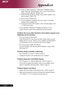 Page 2828English ...
Appendices
6.Click on “Show all devices”. Then select “Standard monitor
types” under the “Manufacturers” box ; choose the resolution
mode you need under the “Models” box.
7. Verify that the resolution setting of the monitor display is less
than or equal to 1024 x 768.
4If you are using a Notebook PC:
1.You are required to implement the above steps of resolution
setting of the computer first.
2. Switch the Notebook PC display to the “external display only”
or “CRT only” mode.
4If you...