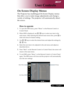 Page 21
19... English

User Controls

On Screen Display Menus
Main Menu
Sub Menu
Settings
The Projector has multilingual On Screen Display menus 
that allow you to make image adjustments and change a 
variety of settings. The projector will automatically detect 
the source. 
How to operate 
1.  To open the OSD menu, press “Menu” on the Remote Control or 
Control Panel.
2. When OSD is displayed, use    keys to select any item in the 
main menu. After selecting the desired main menu item, press  to 
enter sub...