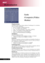 Page 20
Deutsch...20
Farbe
(Computer-/Video-
Modus)
Displaymodus
Werkseitig wurden bereits einige optimierte Einstellungen für verschi\
edene
Arten von Bildern gespeichert.
Hell: Zur optimalen Helligkeitsanpassung.PC : Für Computer oder Notebook.Video : Für Video-Wiedergabe in einer hellen Umgebung.
Theater : Für Heimkino in einem dunklen Raum.sRGB: Zur Optimierung der Farbwiedergabe.Nutzer : Für benutzerspezifische Einstellungen.
Helligkeit
Regelt die Helligkeit des Bilds.Drücken Sie auf , um die Helligkeit...