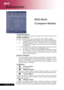 Page 22
Deutsch...22
Bild-Menü
(Computer-Modus)
TrapezkorrekturKorrigiert die Bildverzerrung, die beim Neigen des Projektors auftritt. \
( 15°)
SeitenverhältnisMit dieser Funktion können Sie ein bestimmtes Seitenverhältnis ein\
stellen.16:9:Das Eingangssignal wird so skaliert, dass es an den Projektionsschirm
angepasst wird. Das Bild wird im Seitenverhältnis 16:9 angezeigt.
4:3:Das Eingangssignal wird so skaliert, dass es an die Höhe des
Projektionsschirms angepasst wird. Das Bild wird im Seitenverhältnis
4:3...