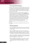 Page 14
English ...

Introduction

Warning Indicator
	When the “LAMP” indicator lights solid red, the projector will 
automatically shut itself down. Please contact your local reseller 
or service center.
 When the “TEMP” indicator lights solid red, it indicates the 
projector has been overheated.  You will see a message “Projector 
Overheated. Lamp will automatically turn off soon.” on the on-
screen display. The projector will automatically shut itself down.
  Under normal conditions, the...