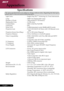 Page 36
English ...

Appendices

Specifications
The	specs	specified	below	are	subject	to	change	without	notice.	Regarding	the	final	specs,	
please	refer	to	Acer	accounced	marketing	specs.Light	Valve	 -	 Single	Chip	
DLP	®	Technology	by	Texas	Instruments
Lamp	 -	 200W	User	Replaceable	Lamp
Number	of	Pixels	 -	 1280	pixels(H)	X	720	lines(V)
Displayable	Color	 -	
16.7M	colors
Contrast	Ratio	 -	 2500:1	(Full	On/Full	Off)
Uniformity	-	 90%	
Noise	Level	 -	 31dB(A)(standard	mode/28dB(A)(ECO	mode)
Projection...