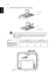 Page 5242
English
5 Adjust the angle and positioning as necessary.
Note: The appropriate type of screw and washer for each model is 
listed in the table below. 3 mm diameter screws are enclosed in 
the screw pack.
Models Screw Type B Washer Type
Diameter (mm) Length (mm) Large Small
P5206/N216/PN-X14/
S5201/T111/PS-X11/S5201B/
T111E/PS-X11K/S5301WB/
T121E/PS-W11K325VV
30
Allen KeyTightening Screw
Allen Key
Tightening Screw
149.5 mm
242.04 mm Screw M3
Depth 9.5 mm
Downloaded From projector-manual.com Acer Manuals 