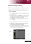 Page 21
... English
... English

User Controls

The Projector has multilingual On Screen Display menus that 
allow you to make image adjustments and change a variety of 
settings. The projector will automatically detect the source. 
How to operate 
1.	 To	open	the	OSD	menu,	press	“Menu”	on	the	Remote	Control	or	Control	Panel.
2.	When	OSD	is	displayed,	use						keys	to	select	any	item	in	
the	main	menu.	After	selecting	the	desired	main	menu	item,	
press	
	to	enter	sub	menu	for	feature...