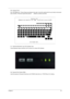 Page 59Chapter 253
10.Keyboard Test
Run “KEY38N2.exe”. Press all keys according to this order--from left to right and from up to down to test each 
key’s function. If the test is pass then press b + Break to continue next test.
11 .Caps/Scroll/Number Lock LED Indicator Test
Press keyboard Caps Lock/Num Lk/Fn+Scroll Lk to check LED indicator.
12.Syscard Test (Carbus 32bit)
Insert two pieces of Syscard (Card bus) into PCMCIA slots then run “TESTCB.exe” for testing. 