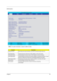 Page 48Chapter 238
Information
NOTE: The system information is subject to different models.
ParameterDescription
Floppy Disk Drive Shows floppy drive type informaiton only when this model has floppy disk drive.
HDD Model Name This field shows the model name of HDD installed on primary IDE master.
HDD Serial Number This field displays the serial number of HDD installed on primary IDE master.
ATAPI Model Name This field displays the mofel name of devices installed on secondary IDE master. The hard 
disk drive or...