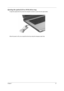 Page 34Chapter 127
Ejecting the op tical (CD or  DVD)  drive  tray
To eject the optical drive tray when the comput er is turned on, press the drive eject button.
When the power is off, you can eject the drive tray using the emergency eject hole.
j 