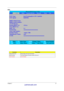 Page 30Chapter 221
Info.
ParameterDescription
Floppy Disk Drive Shows floppy drive type informaiton.
Serial Number This field displays the serial number of this unit.
UUID Number UUID=32bytes
PhoenixBIOS Setup Utility 
 Info. Main System DevicesSecurityBoot Exit
 
CPU Type:                        Intel Pentium(R) 4 CPU 2.66GHz 
CPU Speed:                      2660MHz 
 
HDD1 Model Name:        
HDD1 Serial Number:      
ATAPI Device:                  
System BIOS Ver:            A3Axx 
VGA BIOS Ver:...