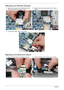 Page 118108Chapter 3
Replacing the Modem Module
Replacing the Bluetooth Board
1.Align the connectors on the mainboard and the 
module and insert the module in place.2. Replace the two securing screws on the modem 
module.
3. Connect the modem cable to the module.
1.Reconnect the cable to the module as shown. 2. Insert the module into the lower base as shown. 