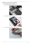 Page 69Chapter 359
Removing the Optical Drive Module
1.See “Removing the Lower Cover” on page 53.
2.Use a screw driver to push the module through the chassis.
3.Pull the optical drive module out from the main unit. 
4.Insert a pin in the eject hole of the ODD to eject the ODD tray.  