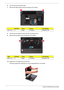 Page 48
40 Acer Aspire 4732Z/4332 Service Guide
6.Turn the unit over to the base side.
7.Remove the bottom hinge screws securing the LCD module.   
Ty p eQuantityColorTo r q u ePart Number
M2.5 x L62Black3.0 kgf-cm86.00E33.736
8.Turn the unit over again to remove the top LCD hinge screws. 
9.Remove the top hinge screws securing the LCD module.
Ty p eQuantityColorTo r q u ePart Number
M2.5 x L82Black3.0 kgf-cm86.00E34.738
10.Detach the LCD module from the main unit. 
Proceed to page 50 for instructions on how to...