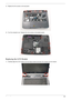 Page 141Chapter 3129
3.Replace the five screws on the top panel.
4.Turn the computer over. Replace the nine screws on the bottom panel.
Replacing the LCD Module
1.Carefully align the LCD module over the hinge sockets and lower the module into the chassis.  