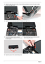 Page 12411 4Chapter 3
4.Replace the right screw cover as shown. Ensure that the securing tab on the rear of the cover is seated 
correctly in the Upper Cover.
5.Replace the four (4) screws securing the LCD Module to the Upper Cover.
6.Ensure that the Hinge Covers are replaced 
correctly. Identify the rear edge of the covers by the 
two securing clips.7.Align the left Hinge Cover as shown and press 
down to replace the cover.
8.Repeat the process for the right side Hinge Cover.
Rear Securing 
Clips 