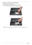Page 6352Chapter 3
Removing the Hard Disk Drive Module 
1.See “Removing the Battery Pack” on page 44.
2.Remove the HDD cover, See “Removing the Lower Covers” on page 44.
3.Use the pull-tab to pull and lift the hard disk drive module out of the bay. 
NOTE: To prevent damage to device, avoid pressing down on it or placing heavy objects on top of it.  