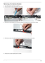 Page 94Chapter 383
Removing the Camera Module
1.See “Removing the LCD Panel” on page 81.
2.Disconnect the Lid Latch spring from the LCD module.
3.Slide the Lid Latch assembly to the left and pull upward to disengage the right side from the module.
4.Slide the Lid Latch to the right and pull upward to disengage the left side from the module.
5.Remove the Lid Latch assembly from the module. 