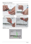 Page 10292Chapter 3
Replacing the LCD Panel
1.Connect the LCD cable to the panel connector as 
shown.2.Press down the adhesive strip to secure the cable 
in place.
3.Run the cable along the back of the panel and 
press down as indicated to secure the cable in 
place.4.Run the cable across the back of the panel as 
shown and press down as indicated to secure the 
cable in place.
IMPORTANT: Ensure that the LCD cable runs between the green callouts to avoid trapping when the panel is 
replaced in the LCD Module. 