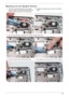 Page 113Chapter 3103
Replacing the Left Speaker Module
1. Place the module right side first on the Upper 
Cover as shown. Ensure that the right side of the 
module is seated correctly in the securing clip.2.Replace the single screw to secure the module in 
place.
3.Run the cable along the cable channel using all available cable clips.
4.Secure the cable in place with adhesive tape.5.The cable runs as shown when correctly installed. 