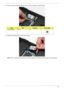 Page 61Chapter 351
4.Move the antenna away and remove the two screws to release the WLAN Board. 
 
5.Detach the WLAN Board from the WLAN socket. 
NOTE:  When reattaching the antennas, ensure the cables are tucked into the chassis to prevent damage.
StepSizeQuantityScrew Type
WLAN Module M2*3 2 