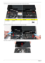 Page 7060Chapter 3
12.Remove the four securing screws (two each side) from the LCD module.
13.Remove the left and right screw covers from on top of the hinges
14.Lift the LCD Module clear of the Upper Cover.
StepSizeQuantityScrew Type
LCD Module M2.5*8 4 