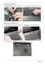 Page 144134Chapter 3
Replacing the Keyboard
Replacing the Switch Cover
1.Align the FFC with the connector and press the 
latch down to secure.2. Turn the keyboard over and press down to secure.
1.Insert the left side of the switch cover and angle 
down in place.2. Starting from the left, press down on the Switch 
Cover to secure.
3. Turn the computer over and replace the three securing screws. 