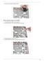 Page 89Chapter 379
5.Remove the left speaker module as shown.
Removing the Upper Left Saddle
1.See “Removing the Upper Cover” on page 72.
2.Pull back the mylar cover to expose the top securing screw.
3.Remove the bottom securing screw.
4.While holding the cover back, remove the top securing screw.  